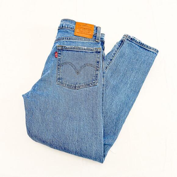 Levi's Wedgie Straight Ripped Knee Light/Medium Button Fly Denim Jeans Size 25 - Picture 9 of 9